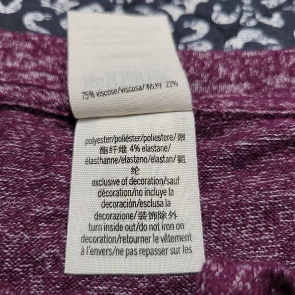 VS PINK Purple Marled 1/4 Button Oversized Comfy Casual Long Sleeve Crop Tunic - Picture 6 of 6